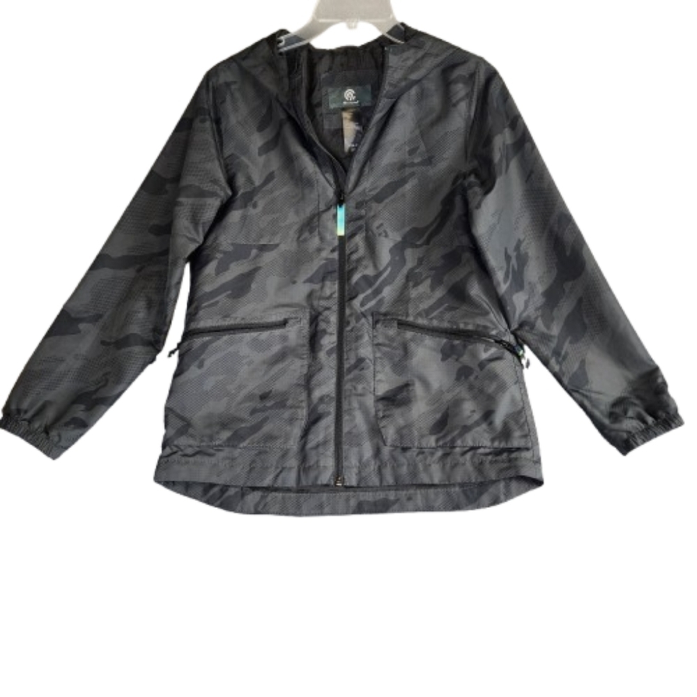 Champion Black And Gray Camouflage Windbreaker Jacket Womens Medium